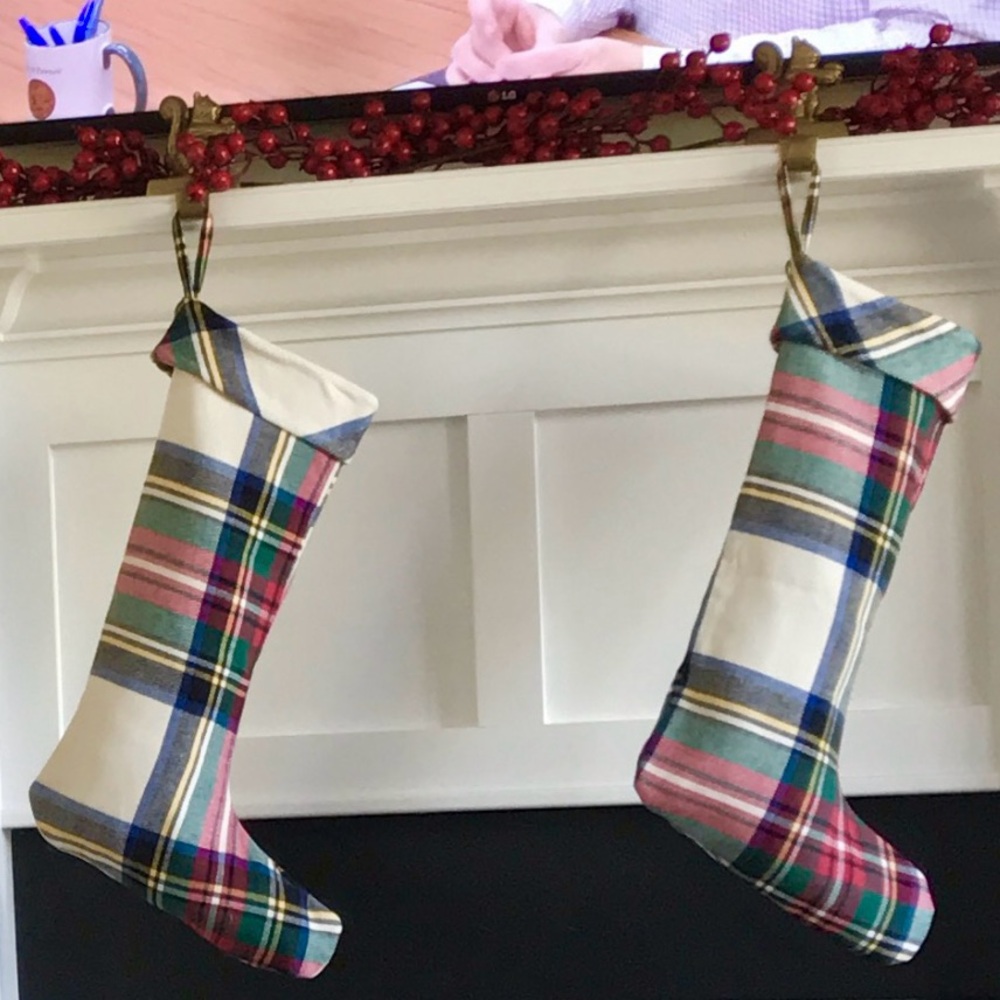 Pottery Barn Kids stockings and squirrel stocking holders